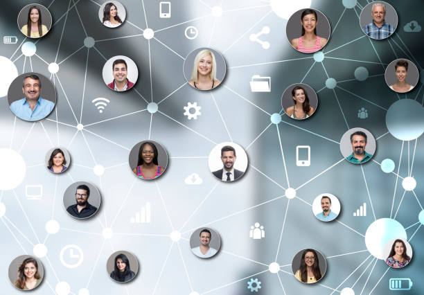Big Data represented by interconneccted nodes showing faces